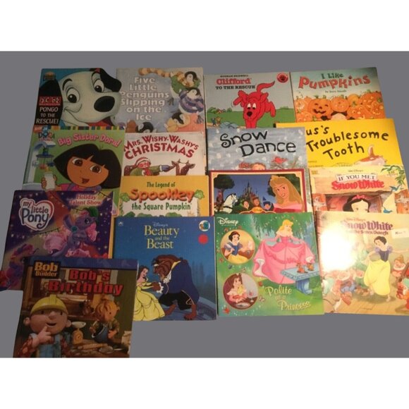 Lot Of 16 Childrens Books Featuring Disney Princess Dora My Little Pony & More - Picture 1 of 9